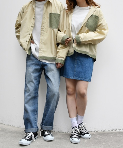 PairPair（ペアペア）の「ステッチ配色シャツ(男女兼用)（シャツ/ブラウス・レディース・ライトカーキ/モカ・MEDIUM/LARGE）」の4枚目の写真