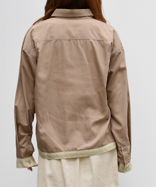 PairPair（ペアペア）の「ステッチ配色シャツ(男女兼用)（シャツ/ブラウス・レディース・ライトカーキ/モカ・MEDIUM/LARGE）」の8枚目の写真