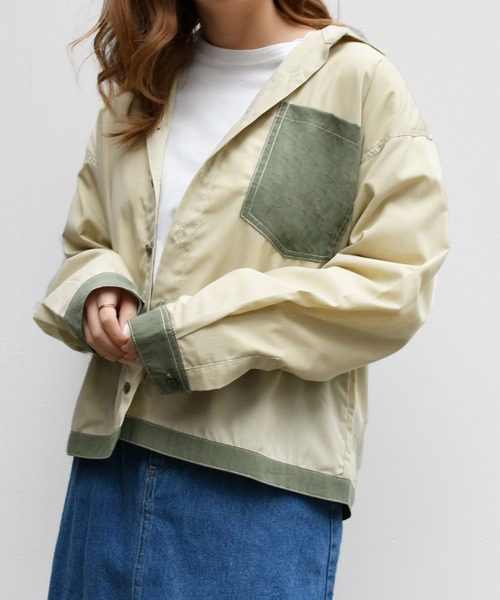 PairPair（ペアペア）の「ステッチ配色シャツ(男女兼用)（シャツ/ブラウス・レディース・ライトカーキ/モカ・MEDIUM/LARGE）」の13枚目の写真