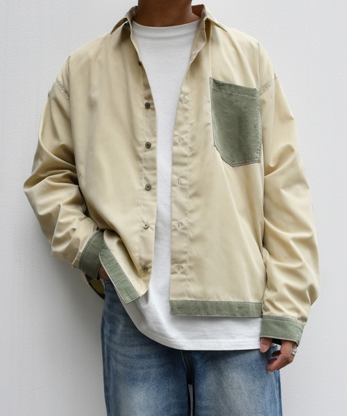 PairPair（ペアペア）の「ステッチ配色シャツ(男女兼用)（シャツ/ブラウス・レディース・ライトカーキ/モカ・MEDIUM/LARGE）」の17枚目の写真