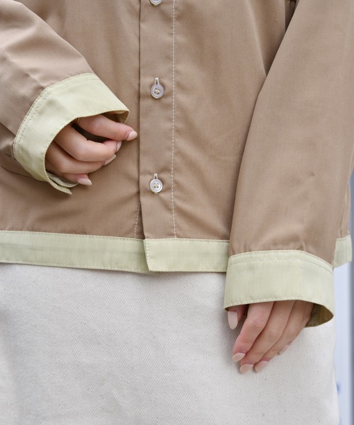 PairPair（ペアペア）の「ステッチ配色シャツ(男女兼用)（シャツ/ブラウス・レディース・ライトカーキ/モカ・MEDIUM/LARGE）」の21枚目の写真
