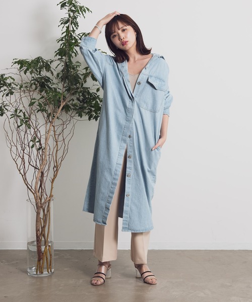 Aunt Marie's（アントマリーズ）の「AUNT MARIE’S　フライフロントデニムシャツワンピース（シャツワンピース・レディース・ライトブルー/ブルー・FREE）」の18枚目の写真