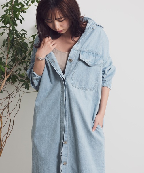 Aunt Marie's（アントマリーズ）の「AUNT MARIE’S　フライフロントデニムシャツワンピース（シャツワンピース・レディース・ライトブルー/ブルー・FREE）」の13枚目の写真