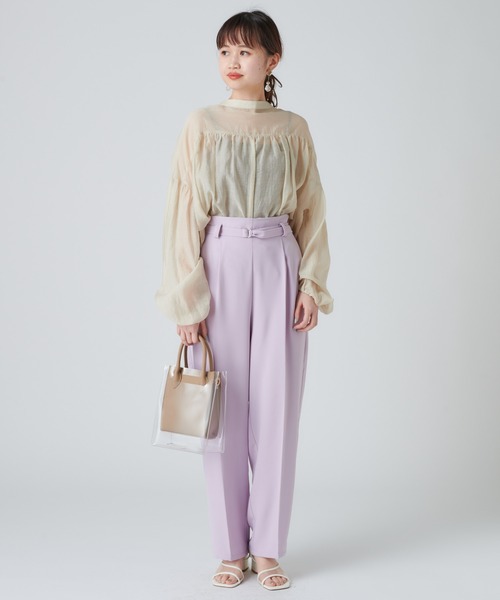 mystic(ミスティック)の「ベルト付きタックストレートパンツ(その他パンツ・レディース・ブラック/パープル/グリーン・1/2)」の5枚目の写真