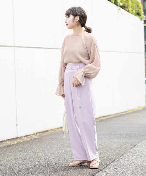 mystic(ミスティック)の「ベルト付きタックストレートパンツ(その他パンツ・レディース・ブラック/パープル/グリーン・1/2)」の13枚目の写真