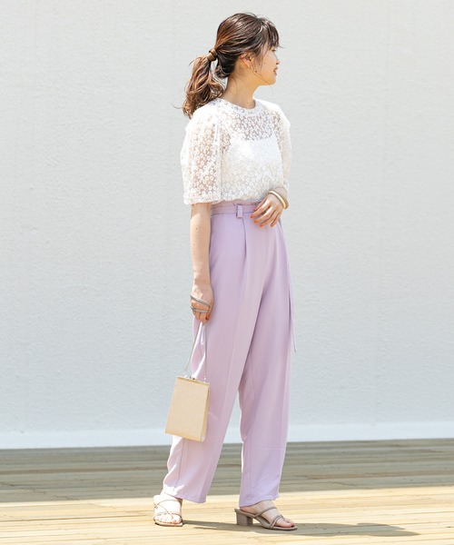 mystic(ミスティック)の「ベルト付きタックストレートパンツ(その他パンツ・レディース・ブラック/パープル/グリーン・1/2)」の14枚目の写真