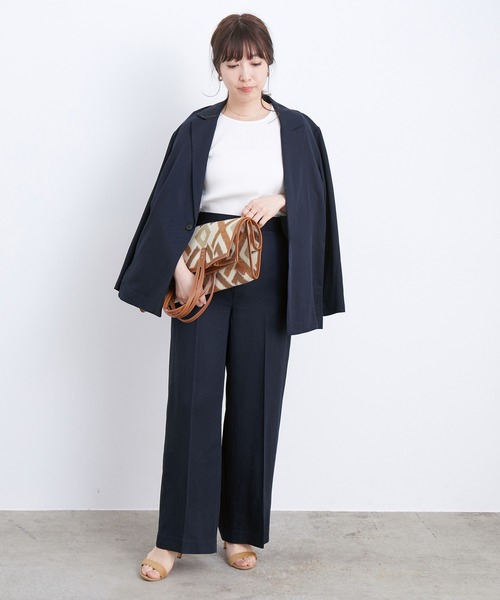 ADAM ET ROPE'(アダムエロペ)の「テンセルフルイドジャケット(テーラードジャケット・レディース・ネイビー・FREE)」の2枚目の写真