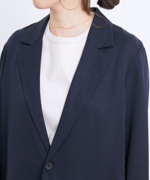 ADAM ET ROPE'(アダムエロペ)の「テンセルフルイドジャケット(テーラードジャケット・レディース・ネイビー・FREE)」の6枚目の写真
