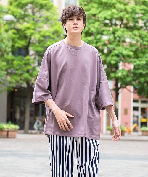 UP START(アップスタート)の「ドロップショルダースーパービッグTee(Tシャツ/カットソー)」|パープル系その他