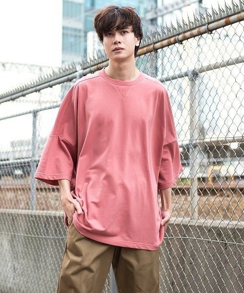 UP START(アップスタート)の「ドロップショルダースーパービッグTee(Tシャツ/カットソー)」|スモークピンク