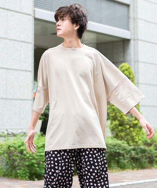 UP START(アップスタート)の「ドロップショルダースーパービッグTee(Tシャツ/カットソー・メンズ・パープル系その他/スモークピンク/ライトベージュ/ブラック/サックスブルー/オフホワイト・FREE)」の4枚目の写真