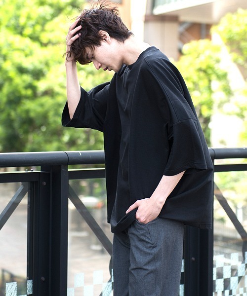 UP START(アップスタート)の「ドロップショルダースーパービッグTee(Tシャツ/カットソー・メンズ・パープル系その他/スモークピンク/ライトベージュ/ブラック/サックスブルー/オフホワイト・FREE)」の3枚目の写真