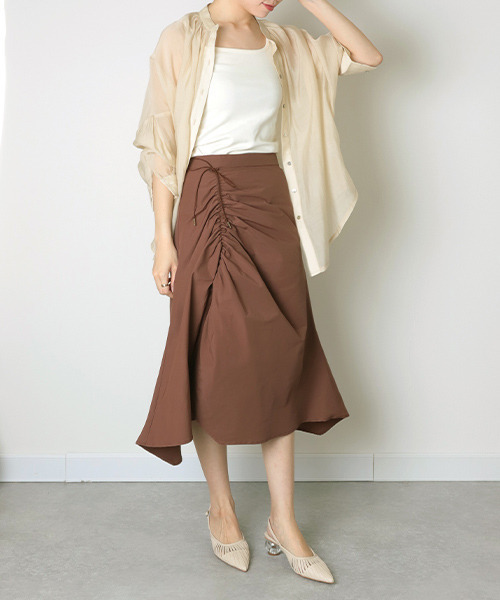 RANDA(ランダ)の「ドローストリングシャーリングスカート(スカート・レディース・ベージュ/ブラウン/イエロー・1/0)」の16枚目の写真