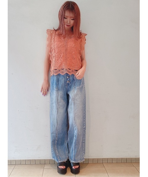 one way（ワンウェイ）の「スカラップレーストップス（シャツ/ブラウス・レディース・ホワイト/ブラック/ベージュ/オレンジ・FREE）」の12枚目の写真