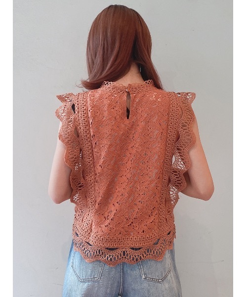 one way（ワンウェイ）の「スカラップレーストップス（シャツ/ブラウス・レディース・ホワイト/ブラック/ベージュ/オレンジ・FREE）」の5枚目の写真