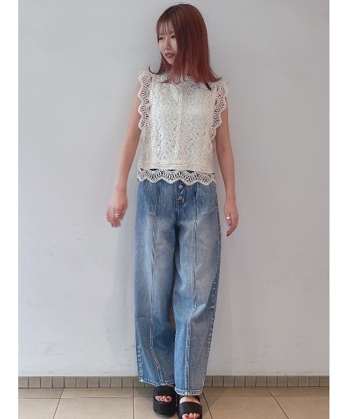 one way（ワンウェイ）の「スカラップレーストップス（シャツ/ブラウス・レディース・ホワイト/ブラック/ベージュ/オレンジ・FREE）」の11枚目の写真