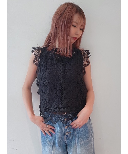 one way（ワンウェイ）の「スカラップレーストップス（シャツ/ブラウス・レディース・ホワイト/ブラック/ベージュ/オレンジ・FREE）」の7枚目の写真