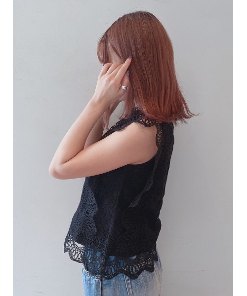 one way（ワンウェイ）の「スカラップレーストップス（シャツ/ブラウス・レディース・ホワイト/ブラック/ベージュ/オレンジ・FREE）」の8枚目の写真