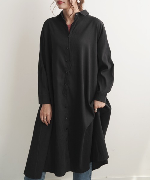 Futier land(フューティアランド)の「ボリュームAラインシャツワンピース(シャツワンピース・レディース・グレイッシュベージュ/テラコッタ/ブラック/チャコールグレー/ブラウン・FREE)」の8枚目の写真