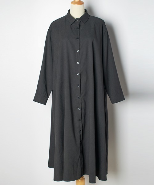 Futier land(フューティアランド)の「ボリュームAラインシャツワンピース(シャツワンピース・レディース・グレイッシュベージュ/テラコッタ/ブラック/チャコールグレー/ブラウン・FREE)」の13枚目の写真