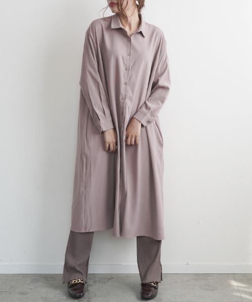 Futier land(フューティアランド)の「ボリュームAラインシャツワンピース(シャツワンピース・レディース・グレイッシュベージュ/テラコッタ/ブラック/チャコールグレー/ブラウン・FREE)」の21枚目の写真