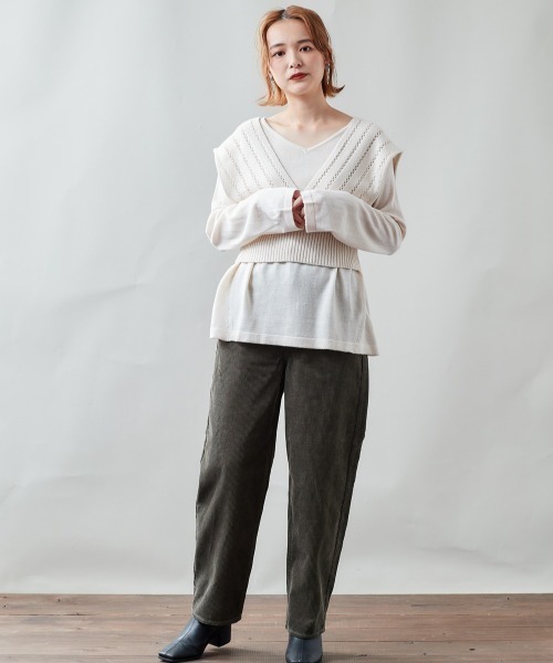 cepo（セポ）の「コーデュロイ　ハイウエストカーブパンツ（その他パンツ・レディース・カーキ/オフホワイト/ブルー・S/M）」の11枚目の写真