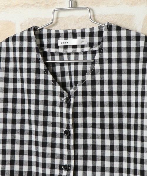 ikka(イッカ)の「【キッズ】ギンガムチェックバルーンスリーブブラウス(120~160cm)(シャツ/ブラウス・キッズ・ブラック・120/130/140/150/160)」の3枚目の写真