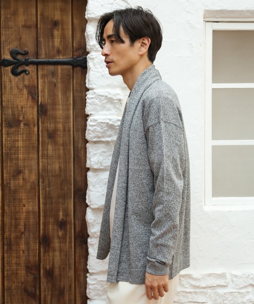 UNION STATION(ユニオンステーション)の「12GG天竺編みボタンレスショールカーディガン(カーディガン/ボレロ・メンズ・ネイビー/ブラック系その他/ベージュ系その他・S/M/L)」の8枚目の写真