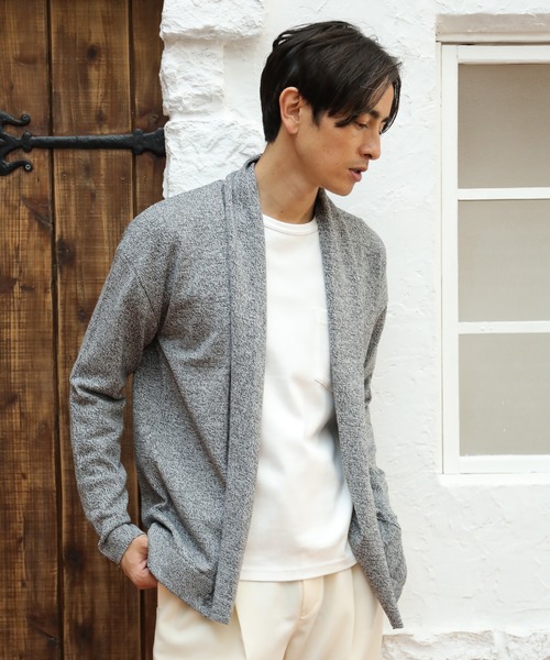 UNION STATION(ユニオンステーション)の「12GG天竺編みボタンレスショールカーディガン(カーディガン/ボレロ・メンズ・ネイビー/ブラック系その他/ベージュ系その他・S/M/L)」の10枚目の写真