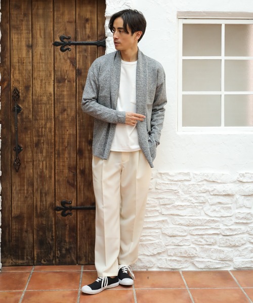 UNION STATION(ユニオンステーション)の「12GG天竺編みボタンレスショールカーディガン(カーディガン/ボレロ・メンズ・ネイビー/ブラック系その他/ベージュ系その他・S/M/L)」の5枚目の写真