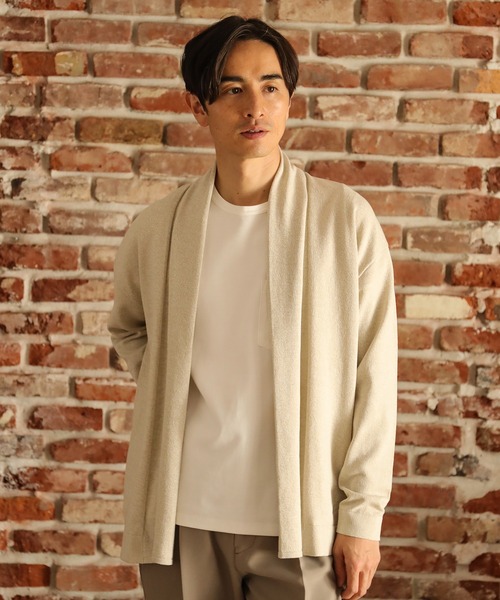 UNION STATION(ユニオンステーション)の「12GG天竺編みボタンレスショールカーディガン(カーディガン/ボレロ・メンズ・ネイビー/ブラック系その他/ベージュ系その他・S/M/L)」の6枚目の写真
