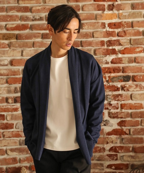 UNION STATION(ユニオンステーション)の「12GG天竺編みボタンレスショールカーディガン(カーディガン/ボレロ・メンズ・ネイビー/ブラック系その他/ベージュ系その他・S/M/L)」の13枚目の写真