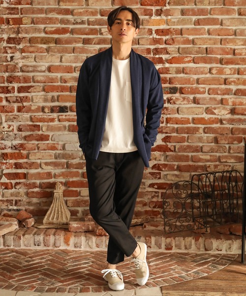 UNION STATION(ユニオンステーション)の「12GG天竺編みボタンレスショールカーディガン(カーディガン/ボレロ・メンズ・ネイビー/ブラック系その他/ベージュ系その他・S/M/L)」の15枚目の写真