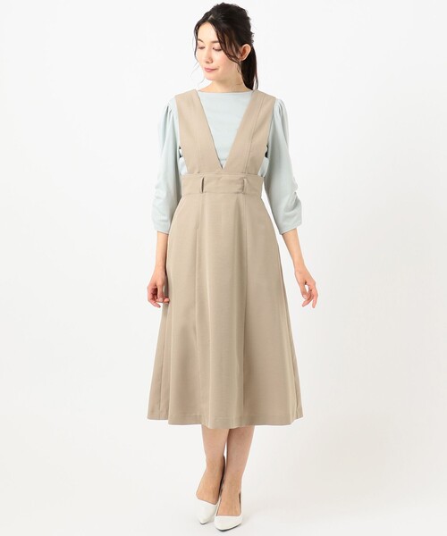 ANY SIS(エニィスィス)の「【洗える】Vネック ジャンドレ セット(セットアップ・レディース・カーキ系/ブラック系/アイボリー系/ベージュ系・4)」の18枚目の写真