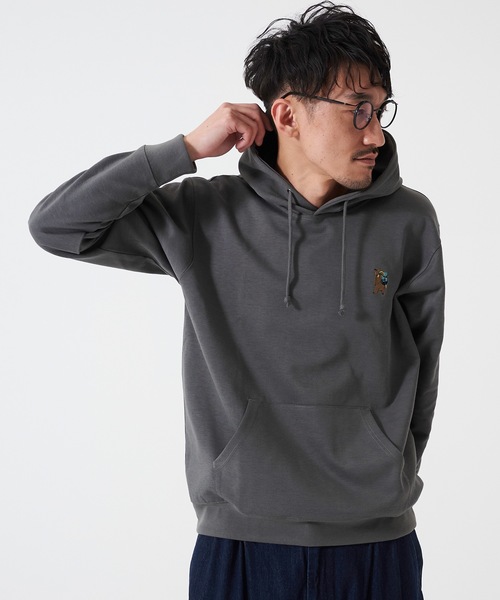 OUTDOOR PRODUCTS（アウトドアプロダクツ）の「防シワポンチ刺繍プルＰＫ パーカー　ワンポイント刺繍（パーカー・メンズ・ブラック/カーキ/パープル/アイボリー・MEDIUM/LARGE/X-LARGE）」の10枚目の写真