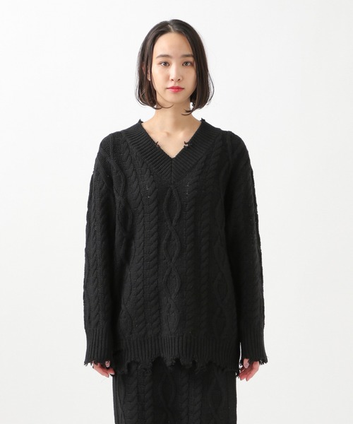 ROCKET x LUNCH（ロケットアンドランチ）の「ROCKET×LUNCH／DAMAGE KNITプルオーバー　2929028（ニット/セーター・レディース・ブラック・SMALL）」の5枚目の写真