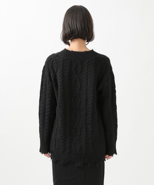ROCKET x LUNCH（ロケットアンドランチ）の「ROCKET×LUNCH／DAMAGE KNITプルオーバー　2929028（ニット/セーター・レディース・ブラック・SMALL）」の4枚目の写真