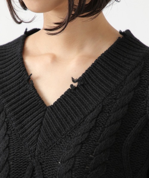 ROCKET x LUNCH（ロケットアンドランチ）の「ROCKET×LUNCH／DAMAGE KNITプルオーバー　2929028（ニット/セーター・レディース・ブラック・SMALL）」の11枚目の写真