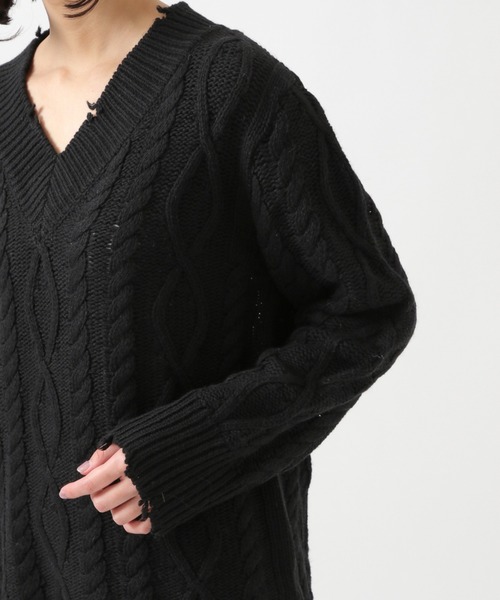 ROCKET x LUNCH（ロケットアンドランチ）の「ROCKET×LUNCH／DAMAGE KNITプルオーバー　2929028（ニット/セーター・レディース・ブラック・SMALL）」の10枚目の写真