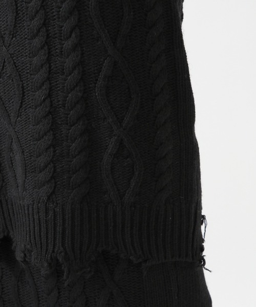 ROCKET x LUNCH（ロケットアンドランチ）の「ROCKET×LUNCH／DAMAGE KNITプルオーバー　2929028（ニット/セーター・レディース・ブラック・SMALL）」の3枚目の写真