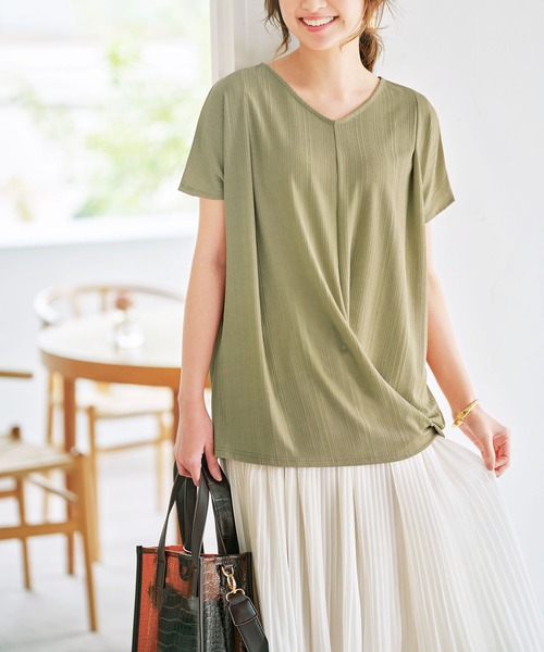 GeeRA(ジーラ)の「フロントドレープカットソー(Tシャツ/カットソー・レディース・カーキ/サンドグレー/ブラック・LARGE/MEDIUM/X-LARGE/XX-LARGE/SMALL)」の10枚目の写真