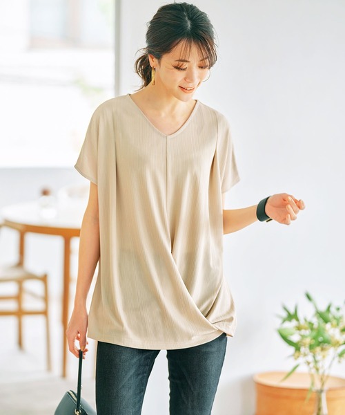 GeeRA(ジーラ)の「フロントドレープカットソー(Tシャツ/カットソー・レディース・カーキ/サンドグレー/ブラック・LARGE/MEDIUM/X-LARGE/XX-LARGE/SMALL)」の9枚目の写真