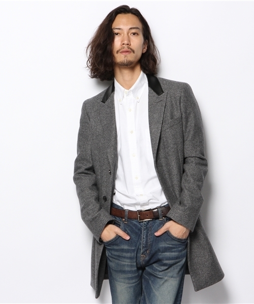 Lee デニムチェスターコート ヘリンボーン ショップコート ブラック グレー Lee デニムチェスターコート ヘリンボーン ショップコート