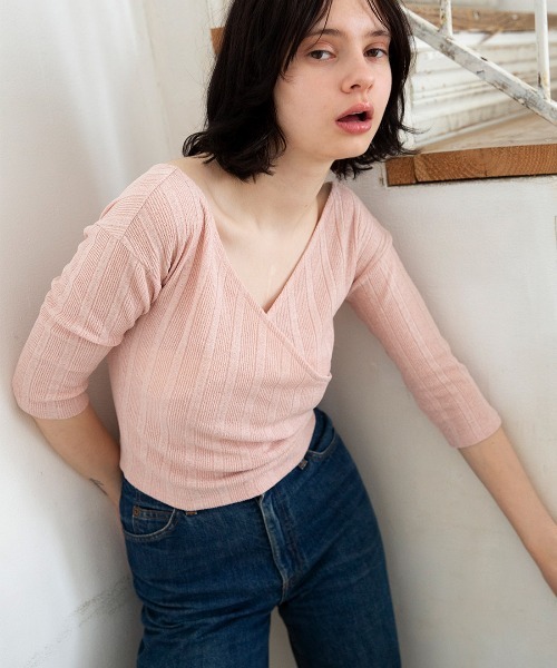 mangata（モンガータ）の「Cache-coeur knit tee（Tシャツ/カットソー・レディース・ピンク・FREE）」の4枚目の写真