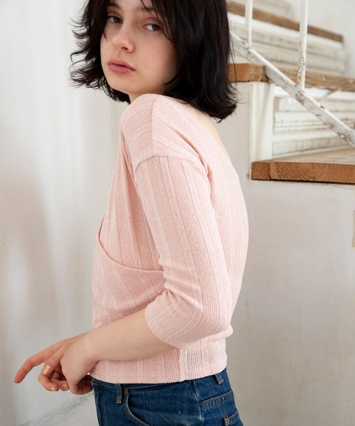 mangata（モンガータ）の「Cache-coeur knit tee（Tシャツ/カットソー・レディース・ピンク・FREE）」の2枚目の写真