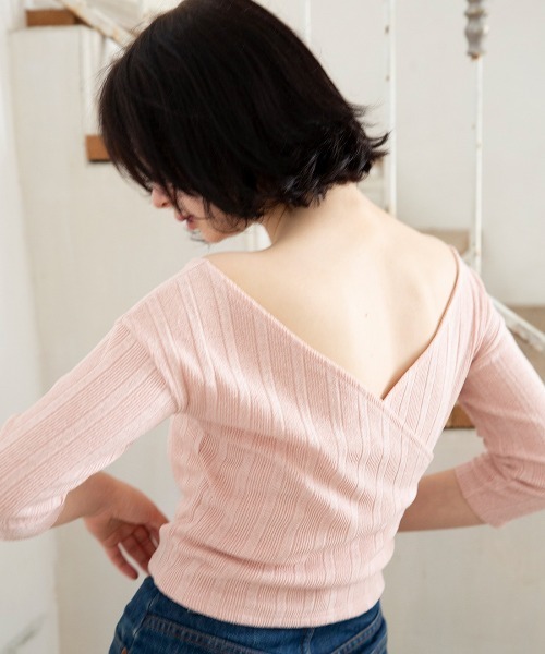 mangata（モンガータ）の「Cache-coeur knit tee（Tシャツ/カットソー・レディース・ピンク・FREE）」の5枚目の写真