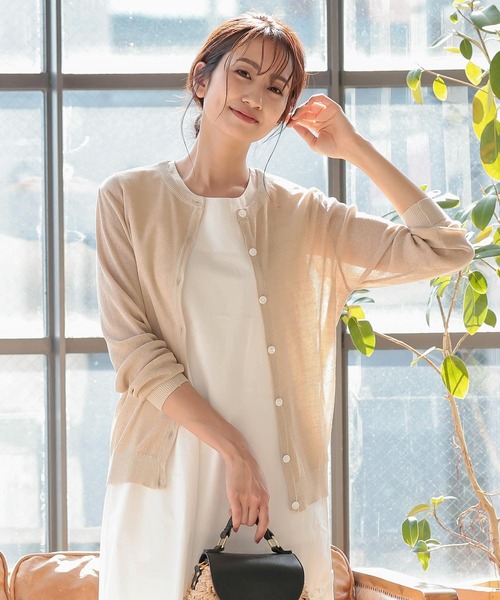 KOBE LETTUCE(コウベレタス)の「シェルボタンシアーカーディガン(カーディガン/ボレロ・レディース・オフホワイト/ベージュ/ブルー/ブラック・FREE)」の1枚目の写真