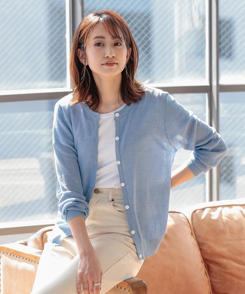 KOBE LETTUCE(コウベレタス)の「シェルボタンシアーカーディガン(カーディガン/ボレロ・レディース・オフホワイト/ベージュ/ブルー/ブラック・FREE)」の4枚目の写真