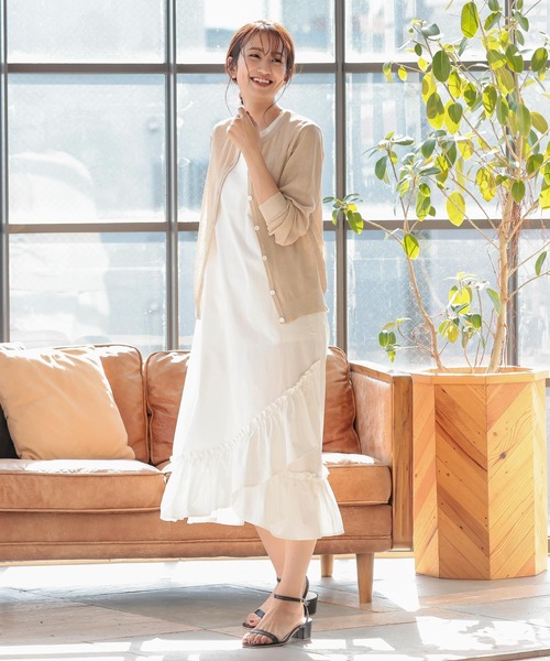 KOBE LETTUCE(コウベレタス)の「シェルボタンシアーカーディガン(カーディガン/ボレロ・レディース・オフホワイト/ベージュ/ブルー/ブラック・FREE)」の8枚目の写真