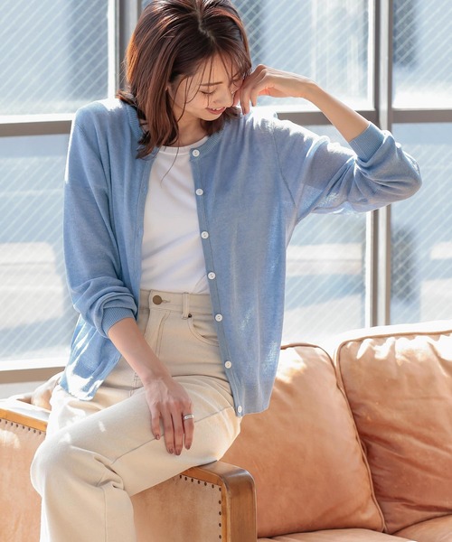 KOBE LETTUCE(コウベレタス)の「シェルボタンシアーカーディガン(カーディガン/ボレロ・レディース・オフホワイト/ベージュ/ブルー/ブラック・FREE)」の9枚目の写真